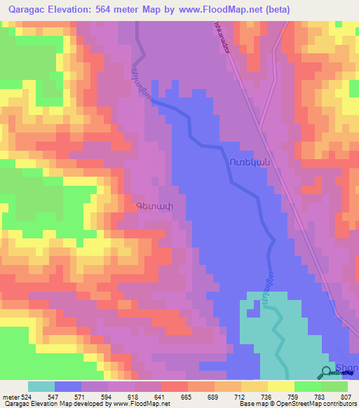 Qaragac,Azerbaijan Elevation Map