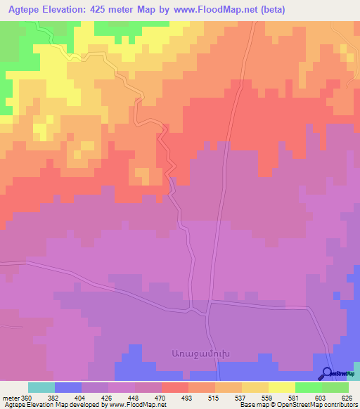Agtepe,Azerbaijan Elevation Map