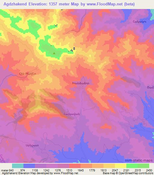 Agdzhakend,Azerbaijan Elevation Map