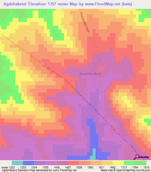 Agdzhakend,Azerbaijan Elevation Map