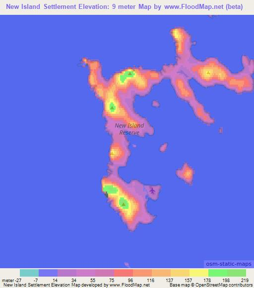 New Island Settlement,Falkland Islands Elevation Map