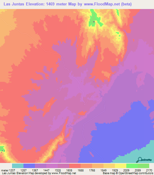 Las Juntas,Argentina Elevation Map