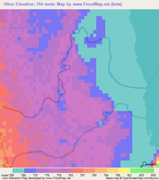 Ullun,Argentina Elevation Map