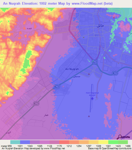 An Nuqrah,Saudi Arabia Elevation Map