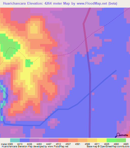 Huarichancara,Peru Elevation Map