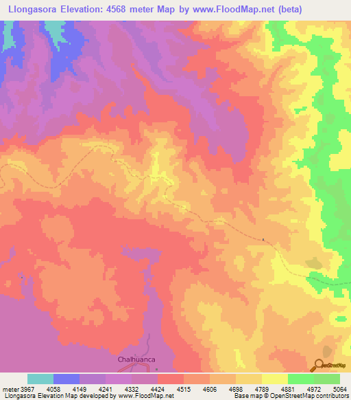 Llongasora,Peru Elevation Map