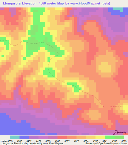 Llongasora,Peru Elevation Map