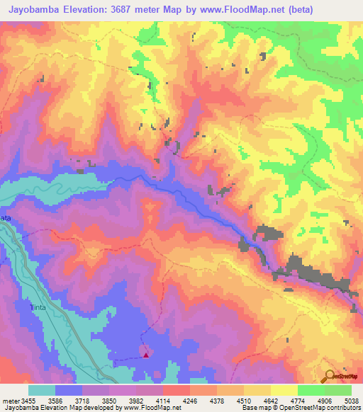 Jayobamba,Peru Elevation Map