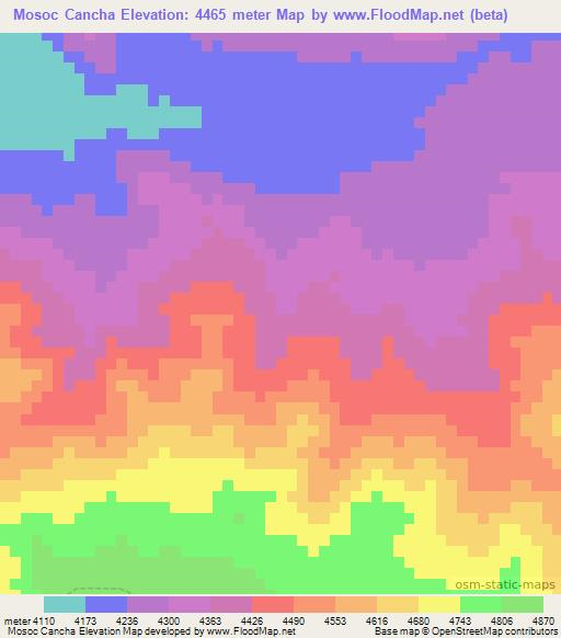 Mosoc Cancha,Peru Elevation Map