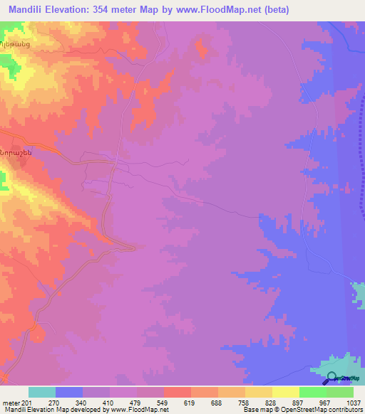 Mandili,Azerbaijan Elevation Map