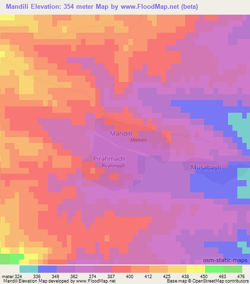 Mandili,Azerbaijan Elevation Map
