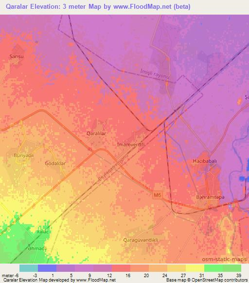 Qaralar,Azerbaijan Elevation Map