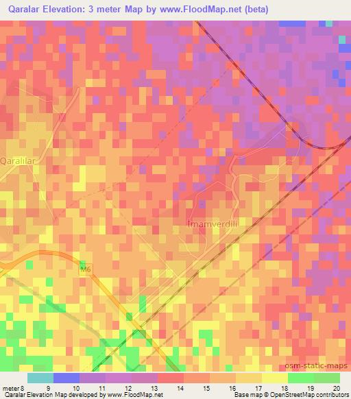 Qaralar,Azerbaijan Elevation Map