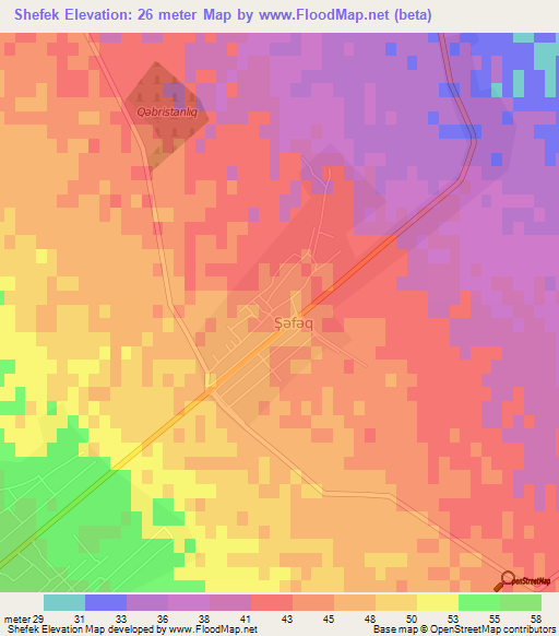 Shefek,Azerbaijan Elevation Map