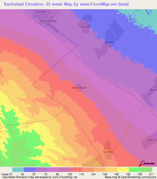 Xacinabad,Azerbaijan Elevation Map