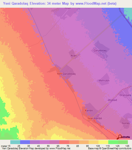 Yeni Qaradolaq,Azerbaijan Elevation Map