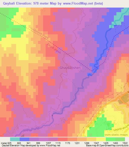 Qeybali,Azerbaijan Elevation Map