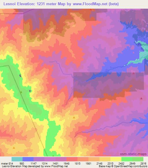 Lesnoi,Azerbaijan Elevation Map