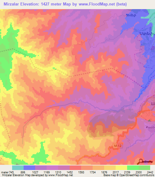 Mirzalar,Azerbaijan Elevation Map