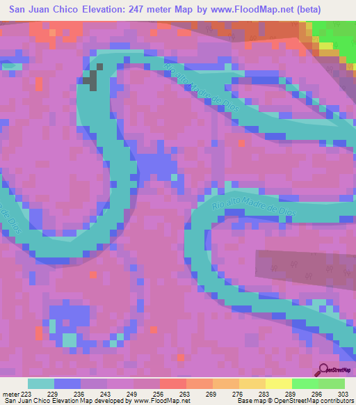 San Juan Chico,Peru Elevation Map