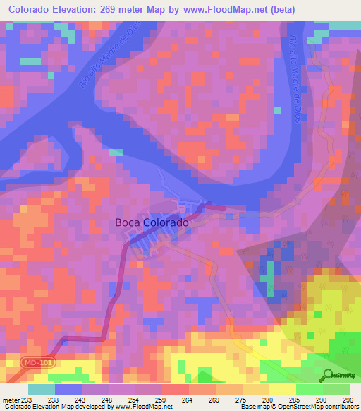 Colorado,Peru Elevation Map