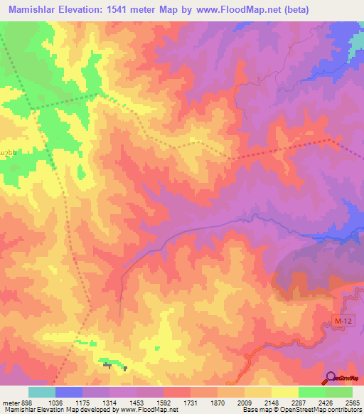 Mamishlar,Azerbaijan Elevation Map
