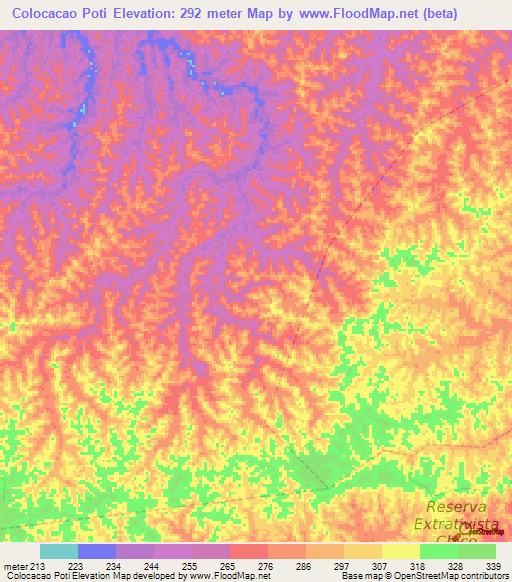 Colocacao Poti,Brazil Elevation Map