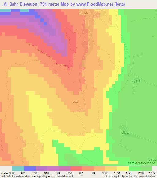 Al Bahr,Jordan Elevation Map