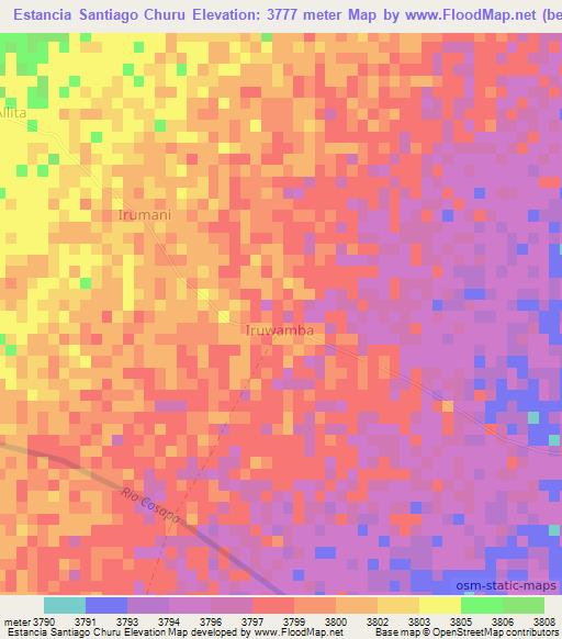 Estancia Santiago Churu,Bolivia Elevation Map