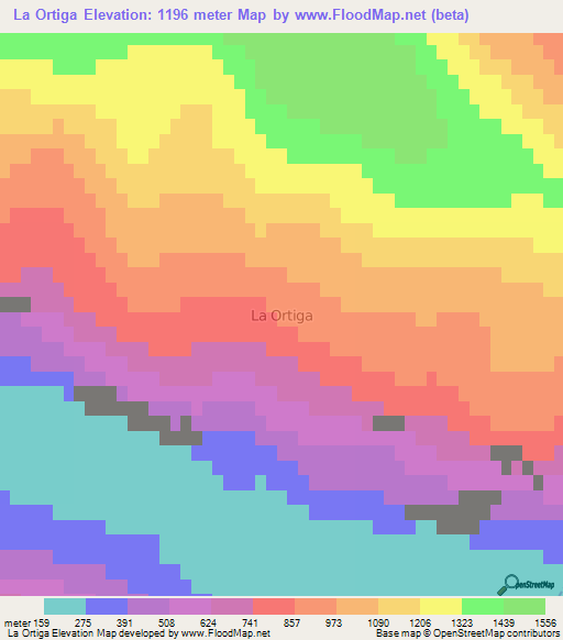 La Ortiga,Chile Elevation Map