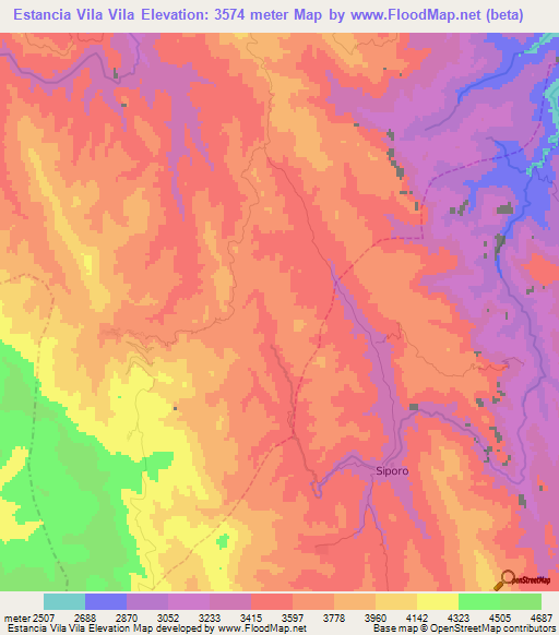Estancia Vila Vila,Bolivia Elevation Map