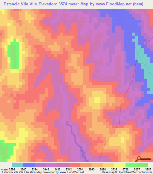 Estancia Vila Vila,Bolivia Elevation Map