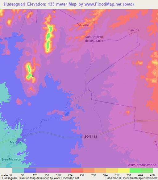 Huasaguari,Mexico Elevation Map
