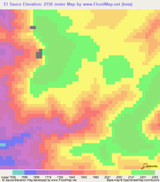 El Sauce,Mexico Elevation Map