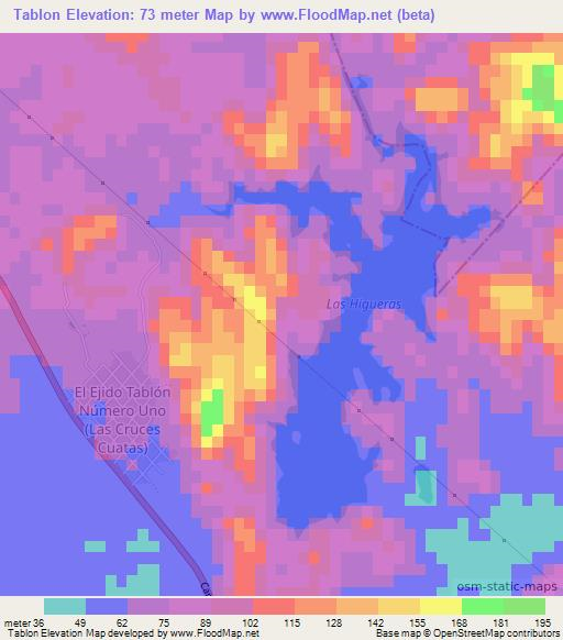 Tablon,Mexico Elevation Map