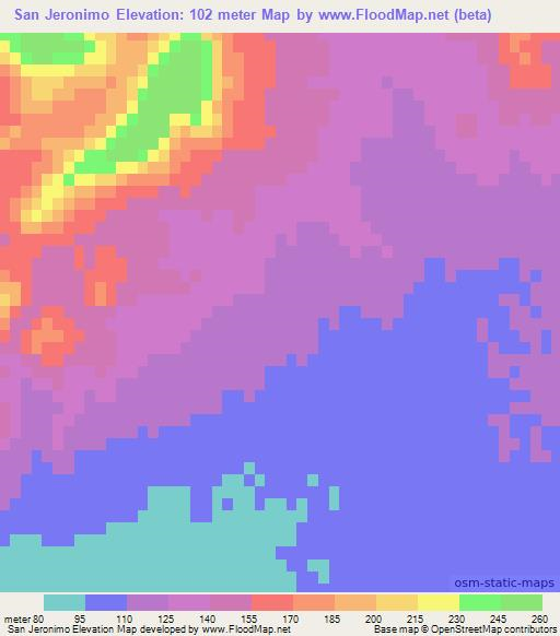 San Jeronimo,Mexico Elevation Map