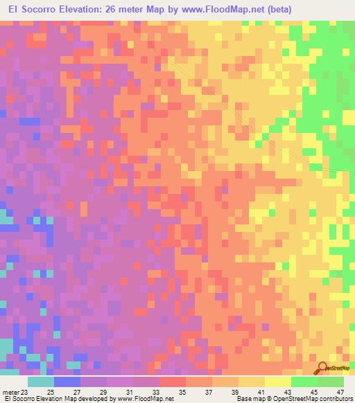 El Socorro,Mexico Elevation Map