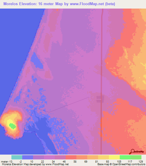 Morelos,Mexico Elevation Map