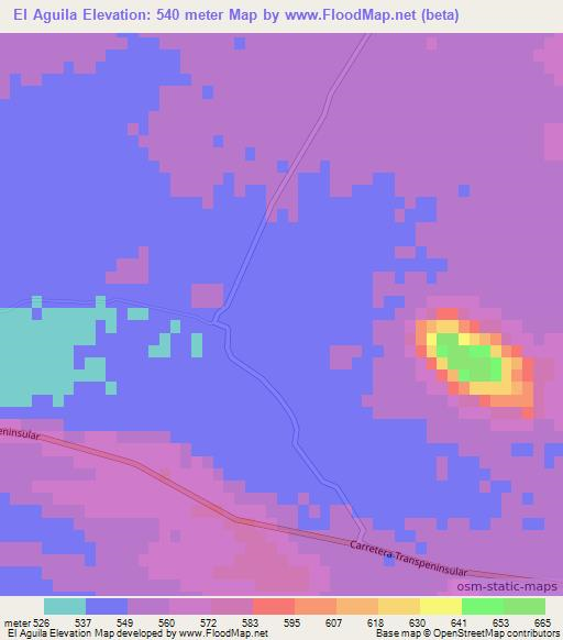 El Aguila,Mexico Elevation Map