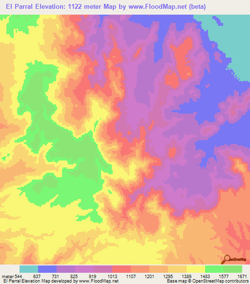 El Parral,Mexico Elevation Map