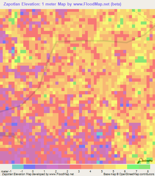 Zapotlan,Mexico Elevation Map