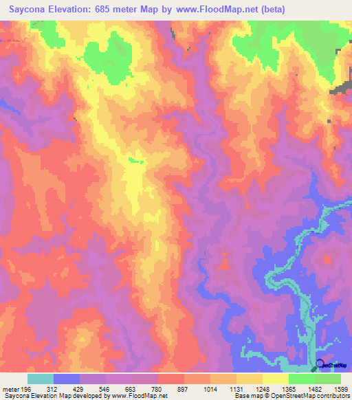 Saycona,Mexico Elevation Map