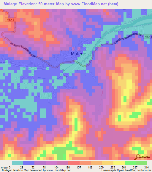 Mulege,Mexico Elevation Map