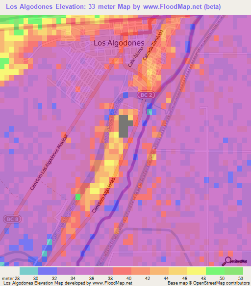 Elevation of Los Algodones,Mexico Elevation Map, Topography, Contour