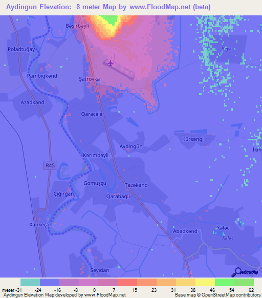 Aydingun,Azerbaijan Elevation Map