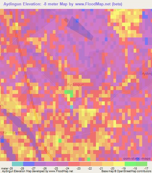 Aydingun,Azerbaijan Elevation Map