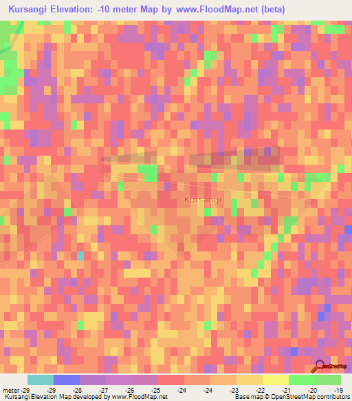 Kursangi,Azerbaijan Elevation Map