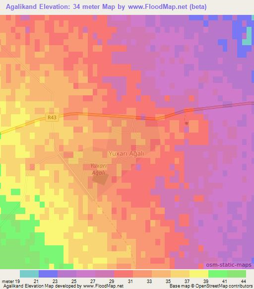 Agalikand,Azerbaijan Elevation Map