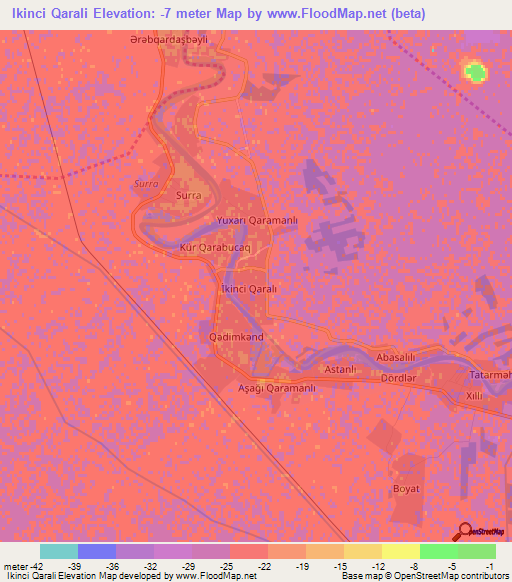 Ikinci Qarali,Azerbaijan Elevation Map