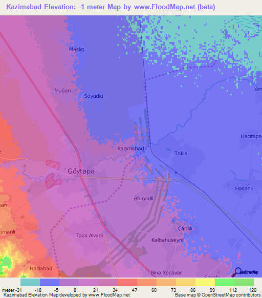 Kazimabad,Azerbaijan Elevation Map